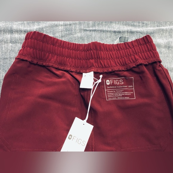 Figs Technical Collection High Waisted Yola Pant XXS Maroon - Picture 10 of 15